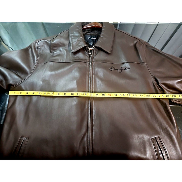 Sean John Leather Jacket XXL Brown Quilted Lined Zip Front Logo NWT Y2K fashion - Picture 11 of 15